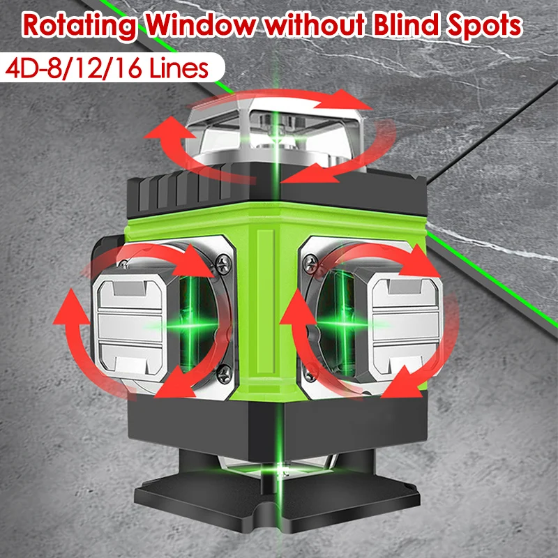 Industrial Laser Level - 8/12/16 라인 레이저 레벨 4D 녹색