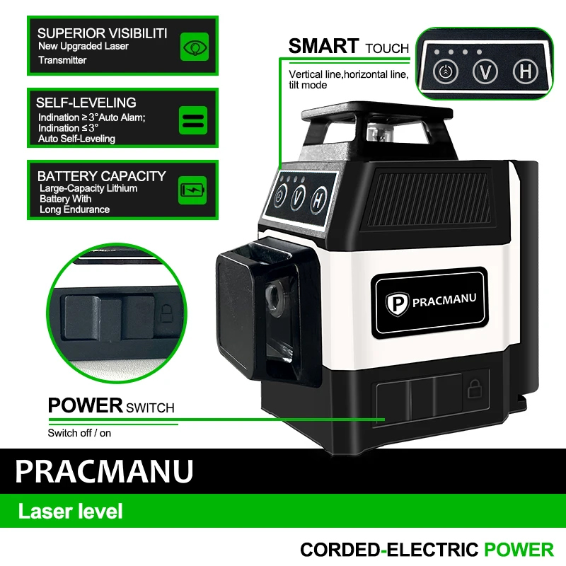 Pracmanu 미니 12 라인 3D 레이저 레벨 36 - Industrial Laser Level 리뷰 및 가격